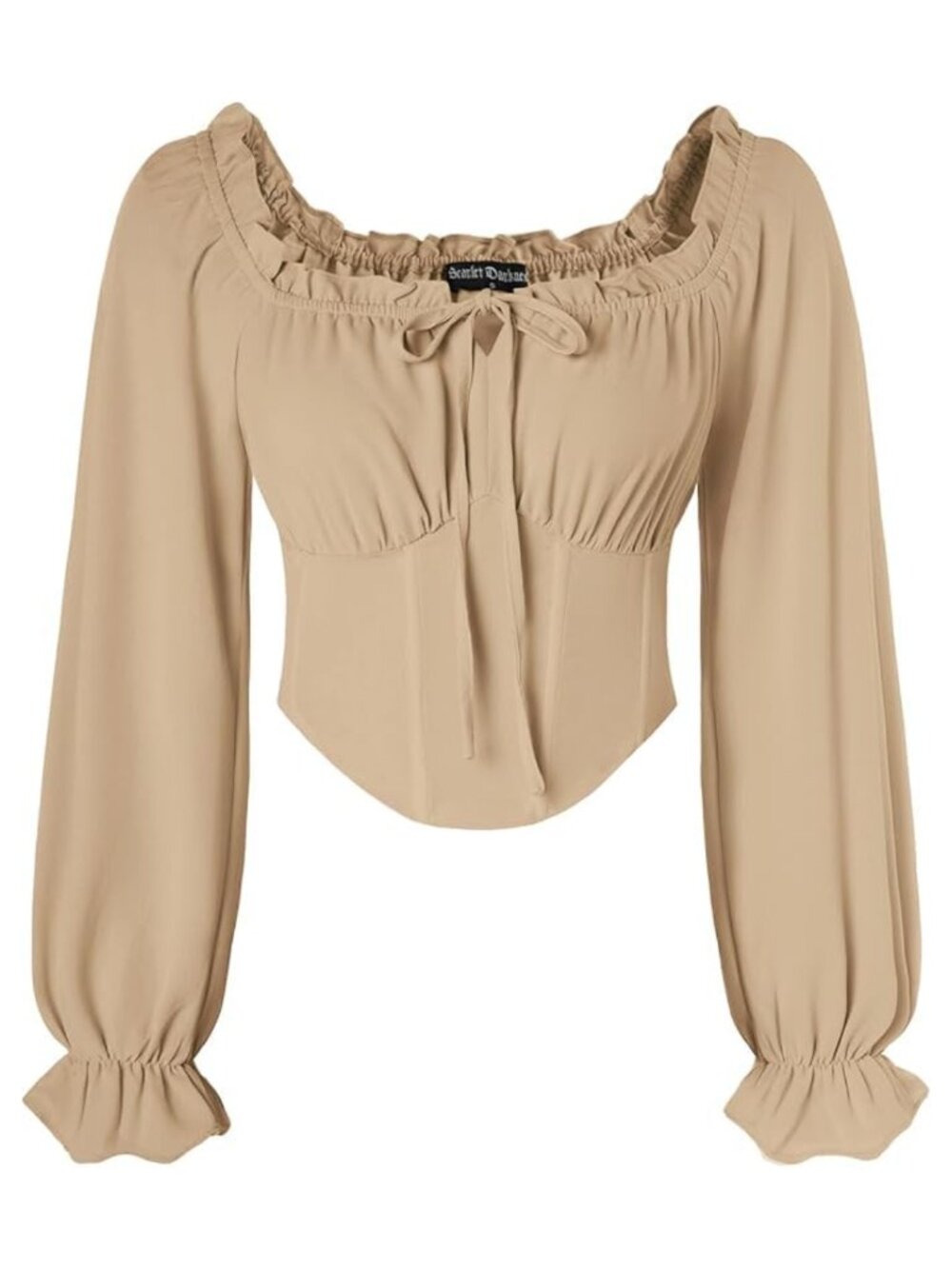 Corset Top Renaissance Blouse Off Shoulder Peasant Crop Top Long Sleeve